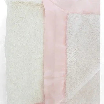 Luxury Duo Satin Border Blanket - Pink/Ivory - BIG FRENCHIES