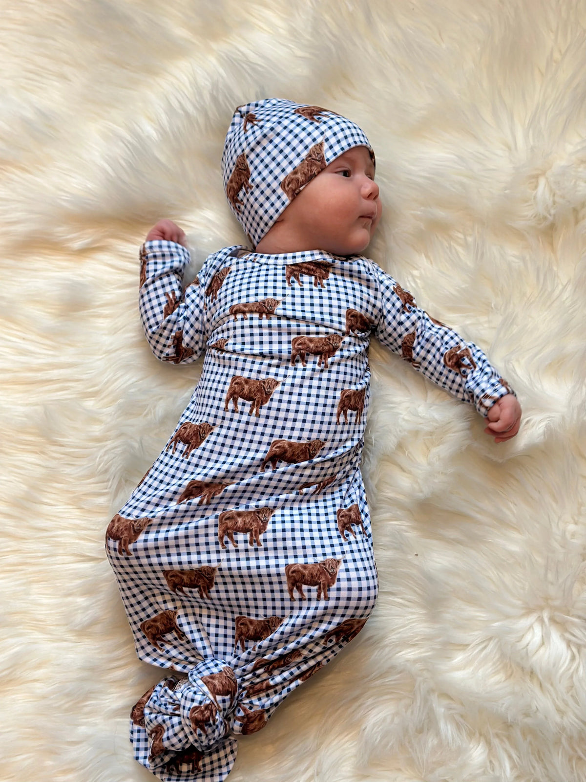 Plaid highland knotted gown and hat set - BIG FRENCHIES