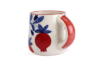 Red Anaar Floral Coffee Mug | Handpainted Ceramic (Set of 2)