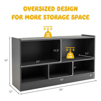 Kids 2-Shelf Bookcase 5-Cube Wood Toy Storage Cabinet Organizer-Gray - Color: Gray