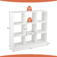 Modern 9-Cube Bookcase with 2 Anti-Tipping Kits for Books Toys Ornaments-White