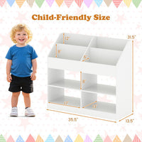 3-Tier Kid's Bookshelf Toy Storage Organizer with Display Rack and 4 Compartments-White