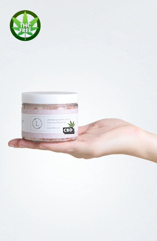 CBD Lavender Natural Bath Salt Soak with CBD. Made with Dead sea, Epsom and Himalayan salts - BIG FRENCHIES