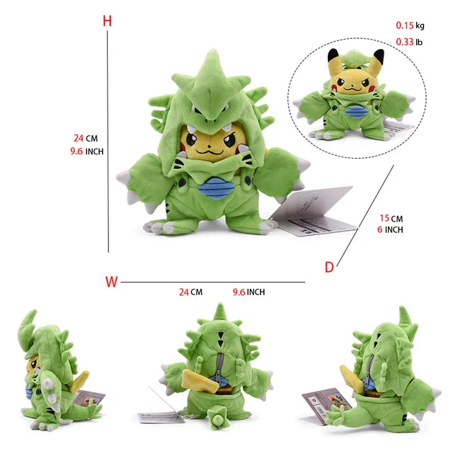 24 Pcs Pokemon Pikachu Cosplay Toys Charizard Snorlax Garchomp Tyranitar Hydreigon Anime Stuffed Plush Cartoon Peluche Dolls - # BOT&G512610001