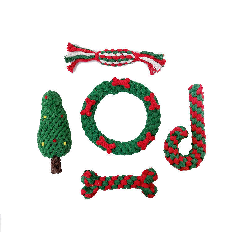 Christmas pet toy gift set dog teeth grinding bite resistant cotton rope hand woven-Pet Toys-BIG FRENCHIES-V.I.P Digital Presence