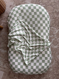 Leaf Green Checkered Baby Lounger Cover - BIG FRENCHIES