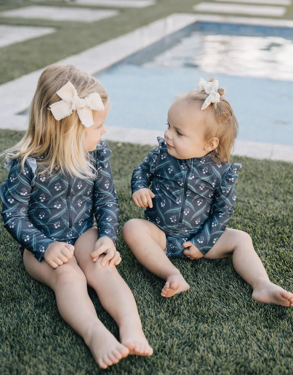 Navy Berry Long Sleeve Ruffle Zipper One-Piece - BIG FRENCHIES
