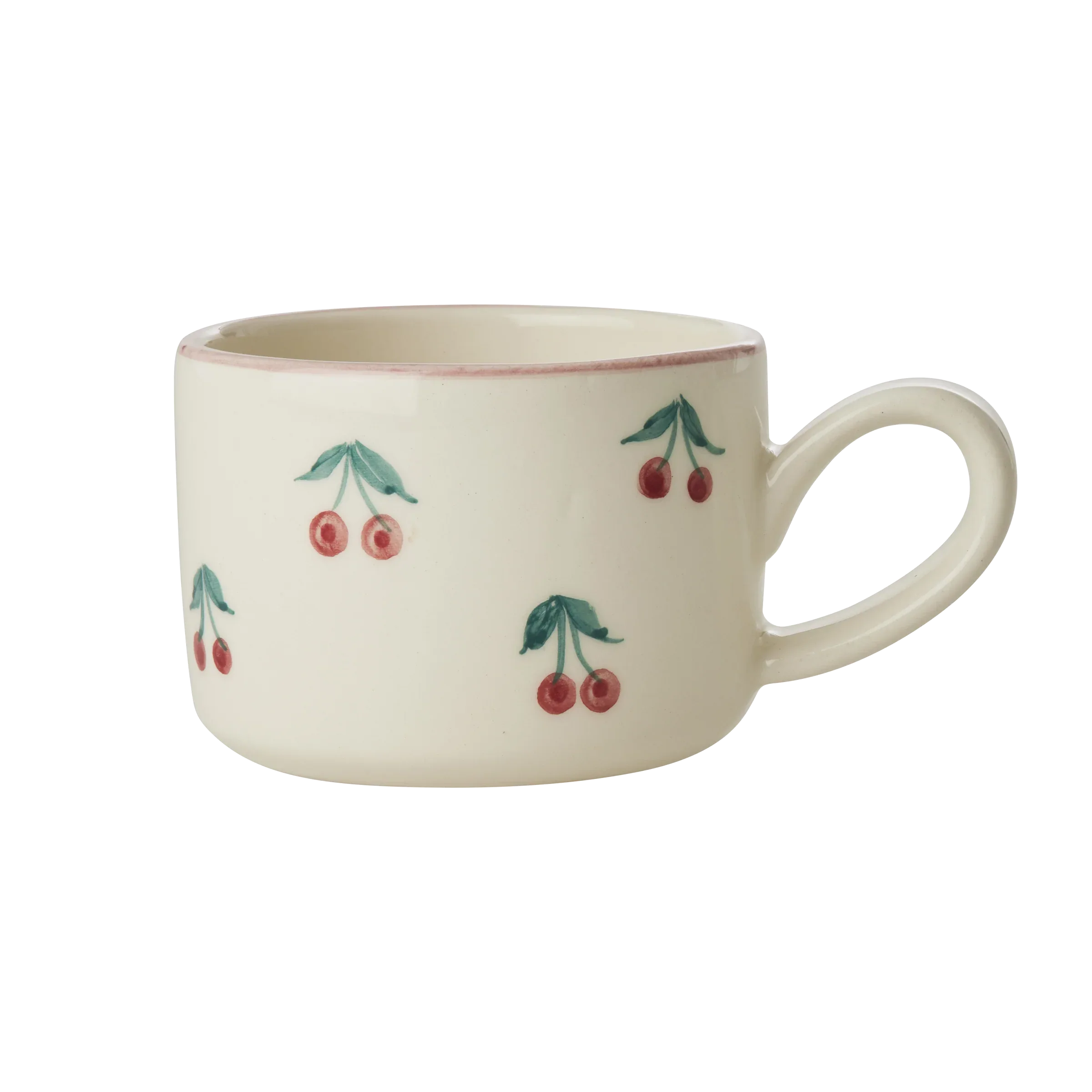 Ceramic Cappuccino Cup with Hand Painted Cherries - 6.7 oz - BIG FRENCHIES