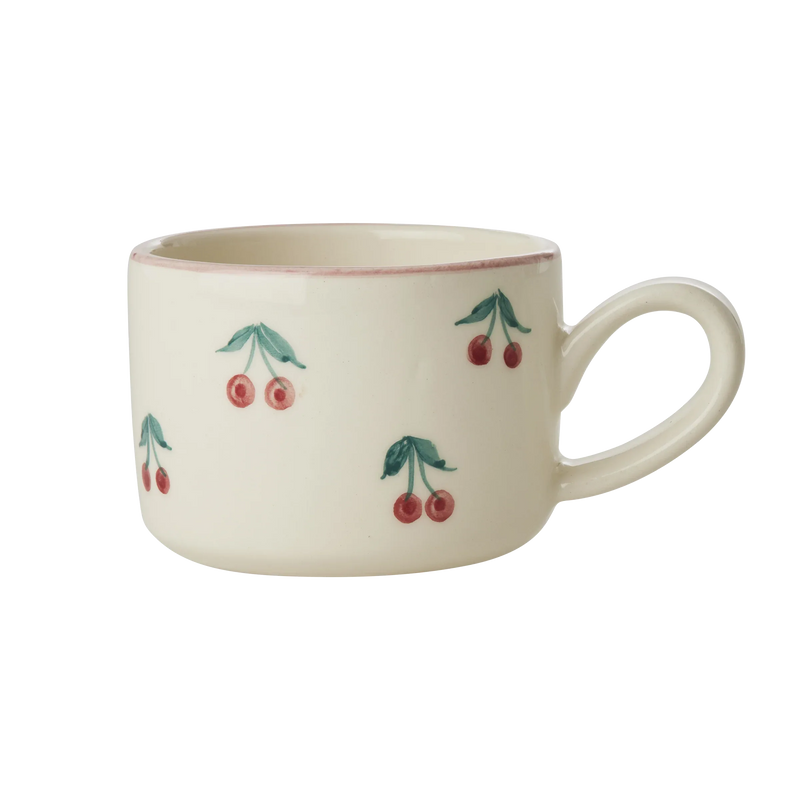 Ceramic Cappuccino Cup with Hand Painted Cherries - 6.7 oz - BIG FRENCHIES