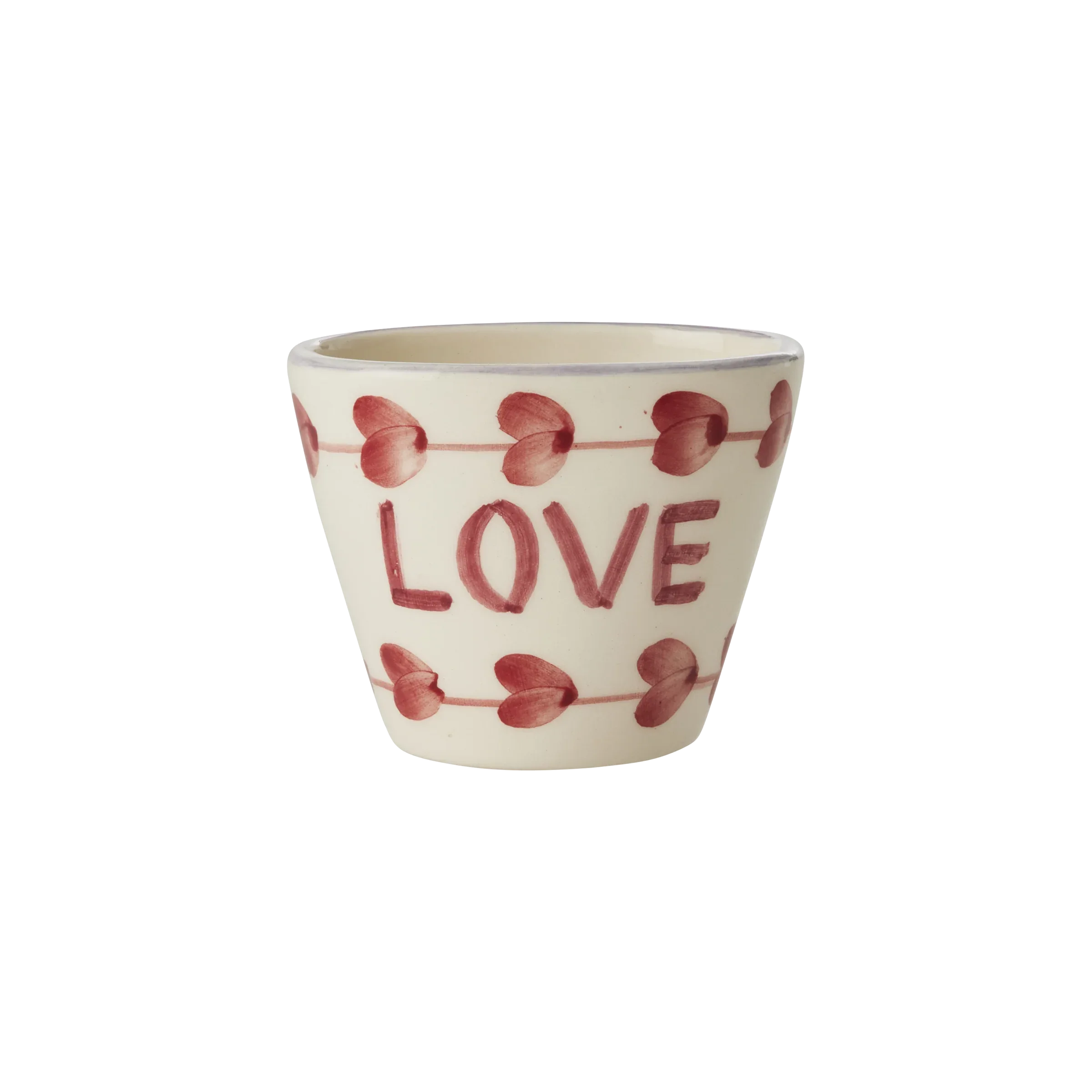 Ceramic Oval Espresso Cup with Hand Painted Love - 2.4 oz - BIG FRENCHIES