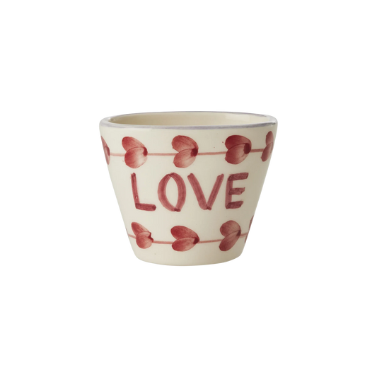 Ceramic Oval Espresso Cup with Hand Painted Love - 2.4 oz - BIG FRENCHIES