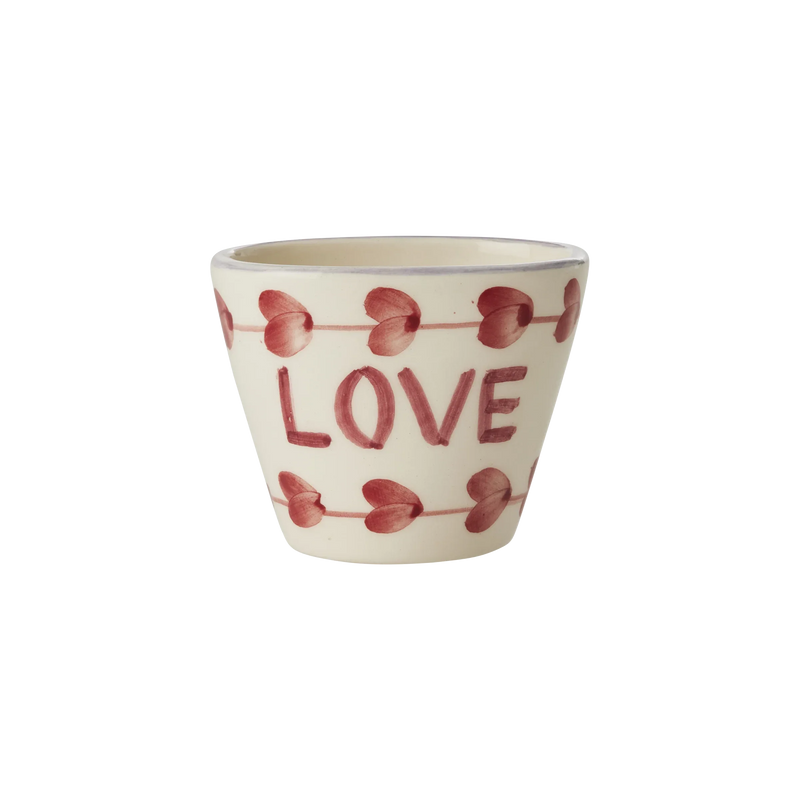 Ceramic Oval Espresso Cup with Hand Painted Love - 2.4 oz - BIG FRENCHIES