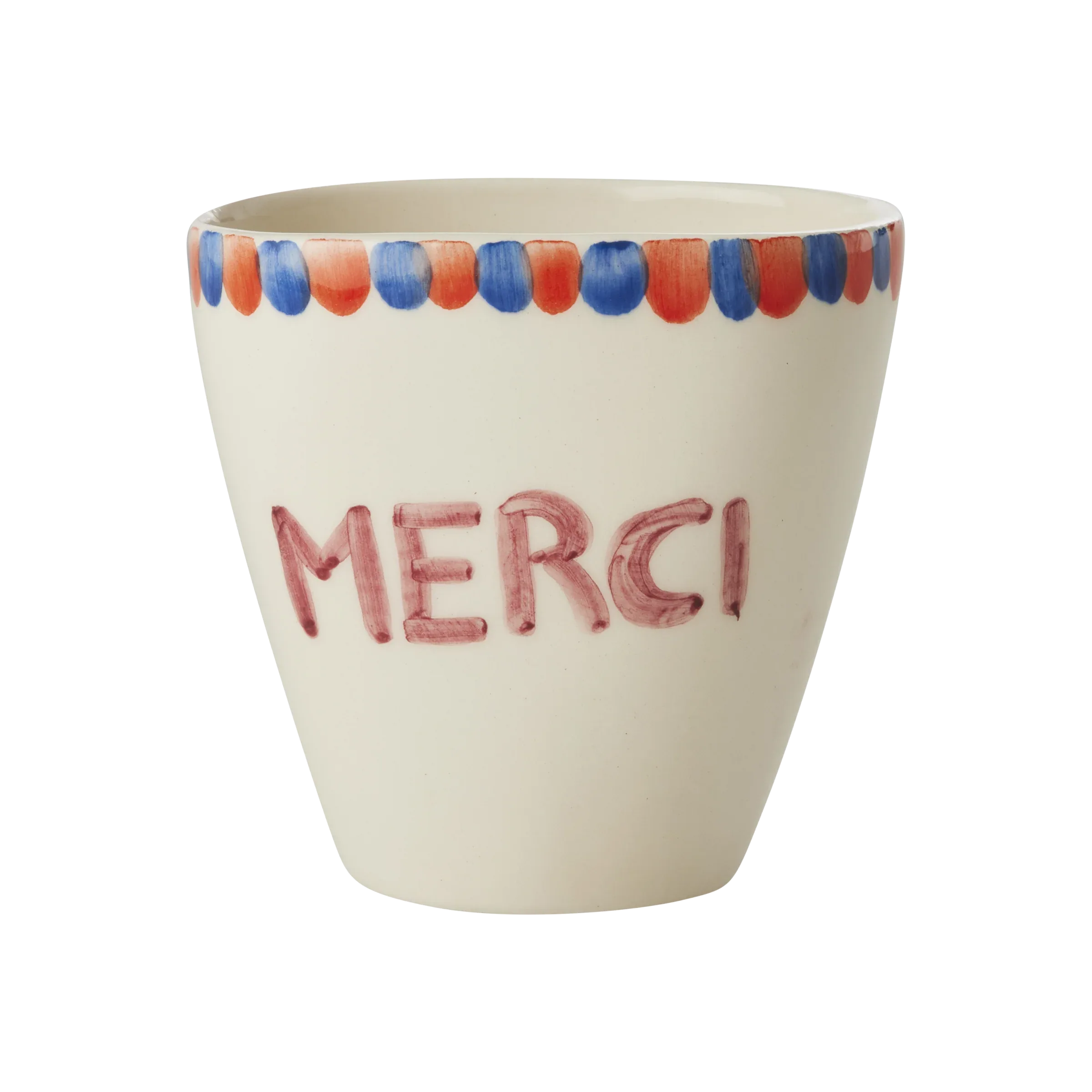 Ceramic Oval Cup with Hand Painted Merci - 10.1 oz - BIG FRENCHIES