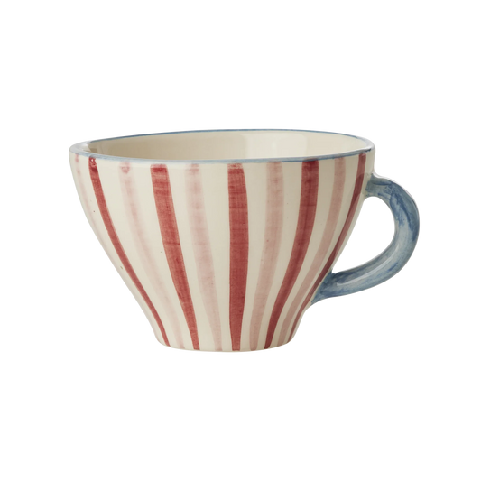 Ceramic Tea Cup with Hand Painted Stripes - 5.0 oz - BIG FRENCHIES