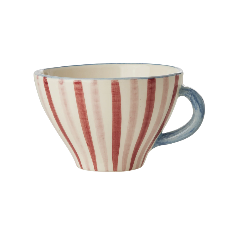 Ceramic Tea Cup with Hand Painted Stripes - 5.0 oz - BIG FRENCHIES