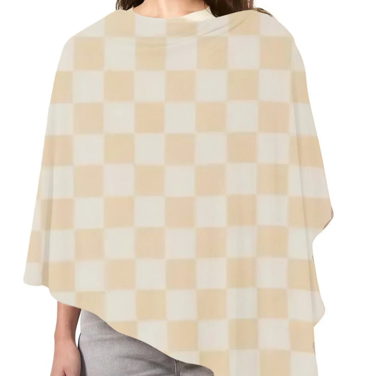 Beige & White Checkered Carseat Cover - BIG FRENCHIES