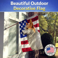 Norrbottenspets Dog American Flag House Flag 28x40 Porch Sleeve Pole Decorative Outside Yard Banner Artwork Wall Hanging, Polyester