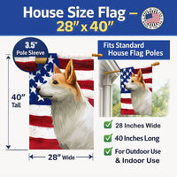 Norrbottenspets Dog American Flag House Flag 28x40 Porch Sleeve Pole Decorative Outside Yard Banner Artwork Wall Hanging, Polyester