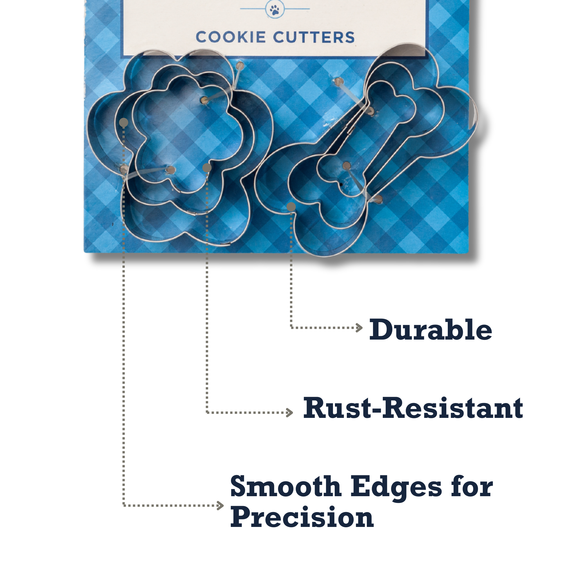 Country Living 6-Piece Stainless Steel Cookie Cutter Set (3 Paw-Shaped, 3 Bone-Shaped) - BIG FRENCHIES