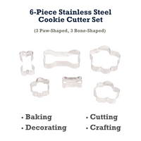 Country Living 6-Piece Stainless Steel Cookie Cutter Set (3 Paw-Shaped, 3 Bone-Shaped) - BIG FRENCHIES