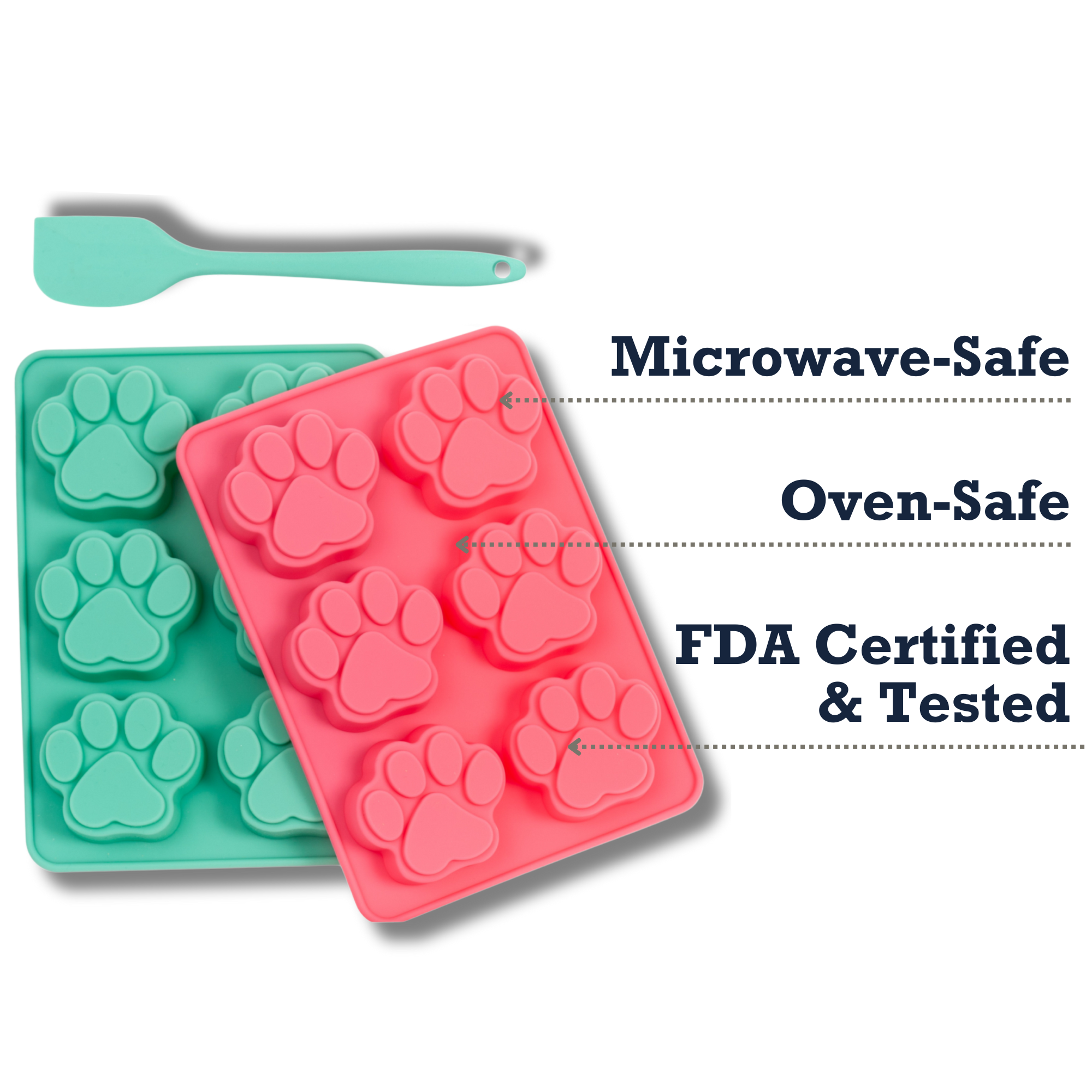 Country Living 3-Piece Silicone Baking Kit – Includes 2 Baking Trays (6-Cavity Paw Print Mold) & Spatula – for Homemade Dog Treats, Candy, Chocolate, and Ice Cubes - BIG FRENCHIES