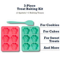 Country Living 3-Piece Silicone Baking Kit – Includes 2 Baking Trays (6-Cavity Paw Print Mold) & Spatula – for Homemade Dog Treats, Candy, Chocolate, and Ice Cubes - BIG FRENCHIES