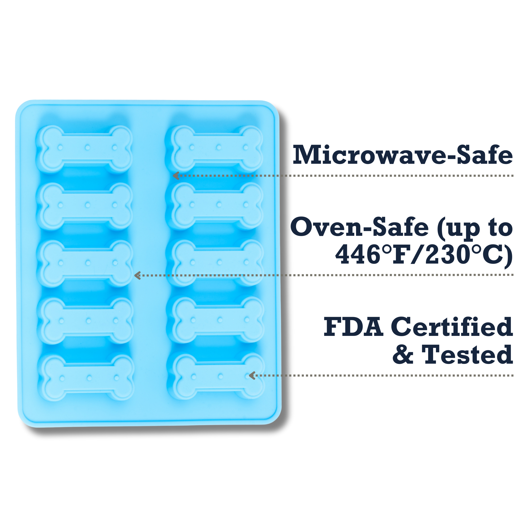 Country Living Bone-Shaped Silicone Baking Tray (10-Cavity Mold) – for Homemade Dog Treats, Candy, Cookies, Chocolate, and Ice Cubes - BIG FRENCHIES