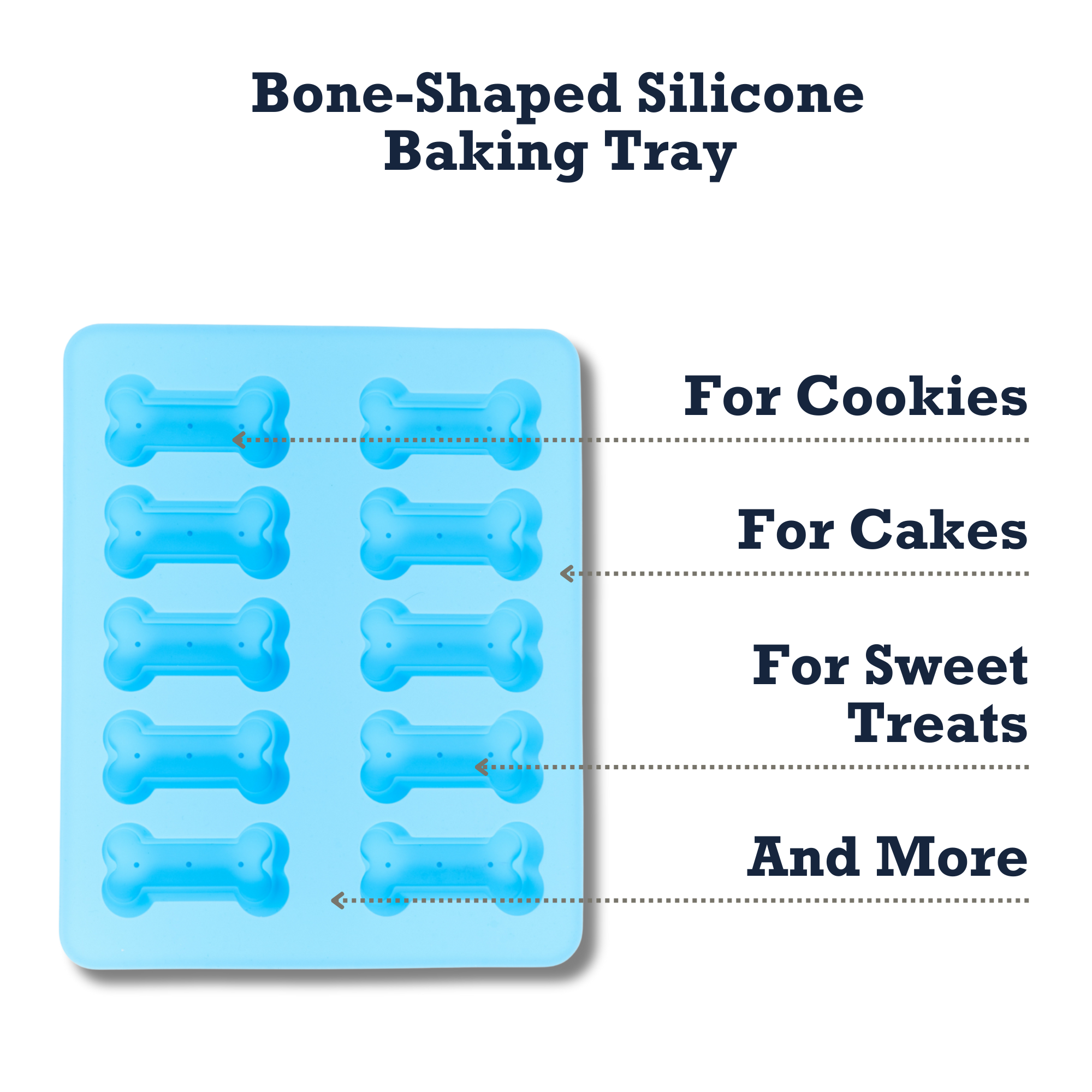 Country Living Bone-Shaped Silicone Baking Tray (10-Cavity Mold) – for Homemade Dog Treats, Candy, Cookies, Chocolate, and Ice Cubes - BIG FRENCHIES