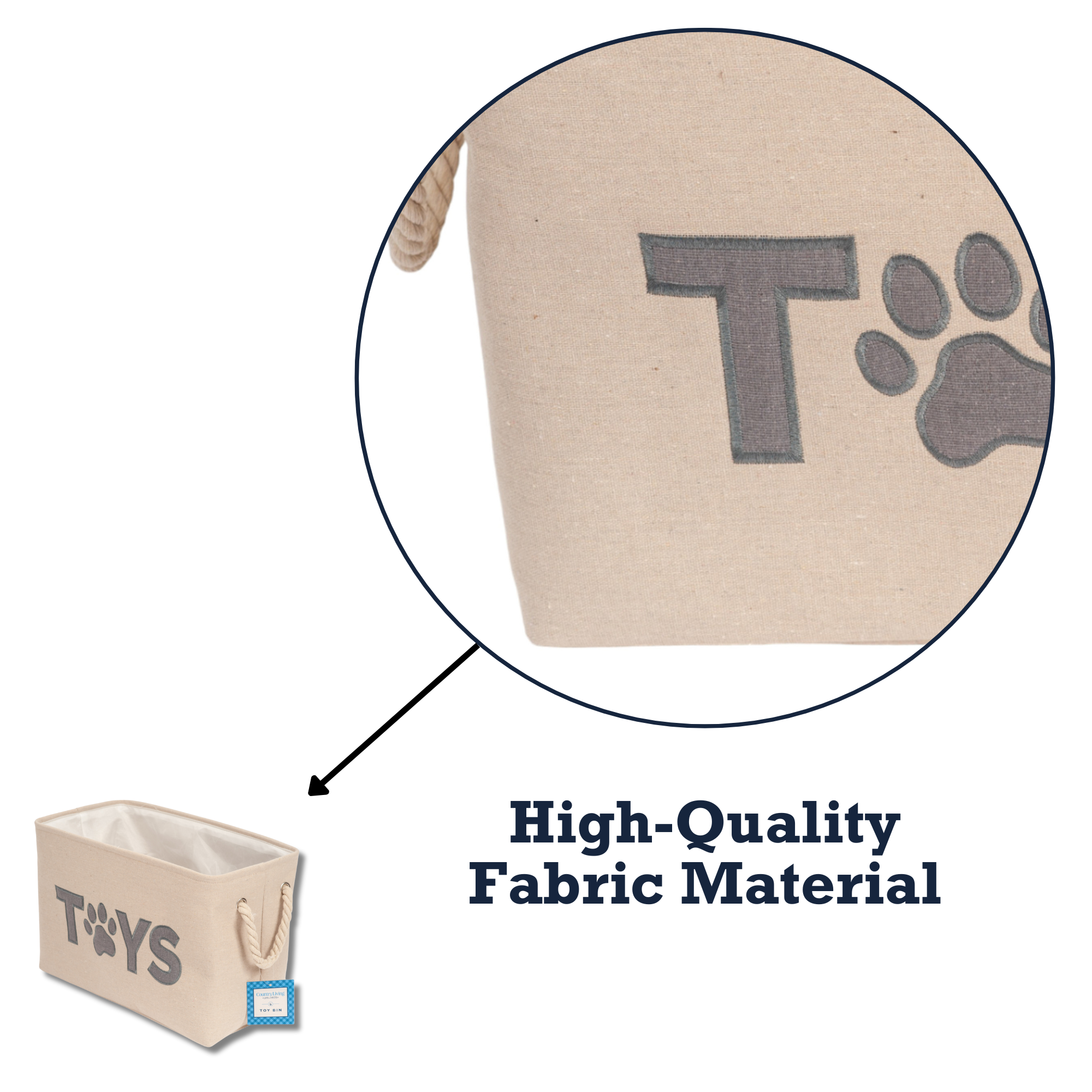 Country Living Foldable Fabric Dog Toy Storage Bin - Convenient Organizer for Pet Accessories - BIG FRENCHIES