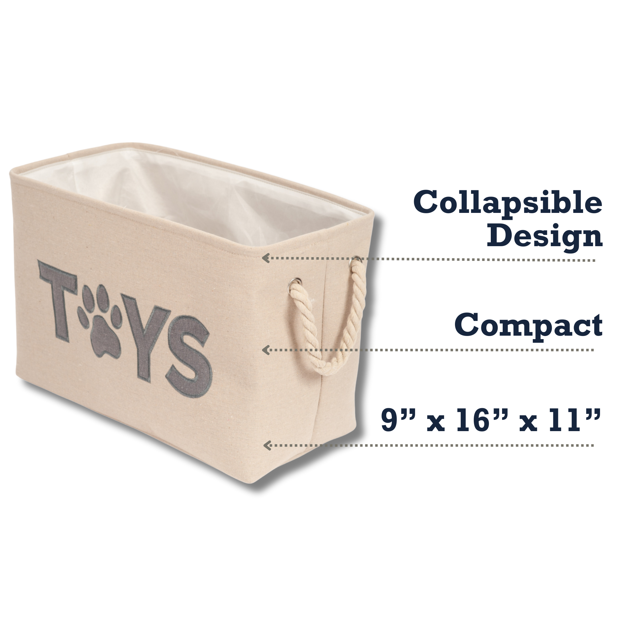 Country Living Foldable Fabric Dog Toy Storage Bin - Convenient Organizer for Pet Accessories - BIG FRENCHIES