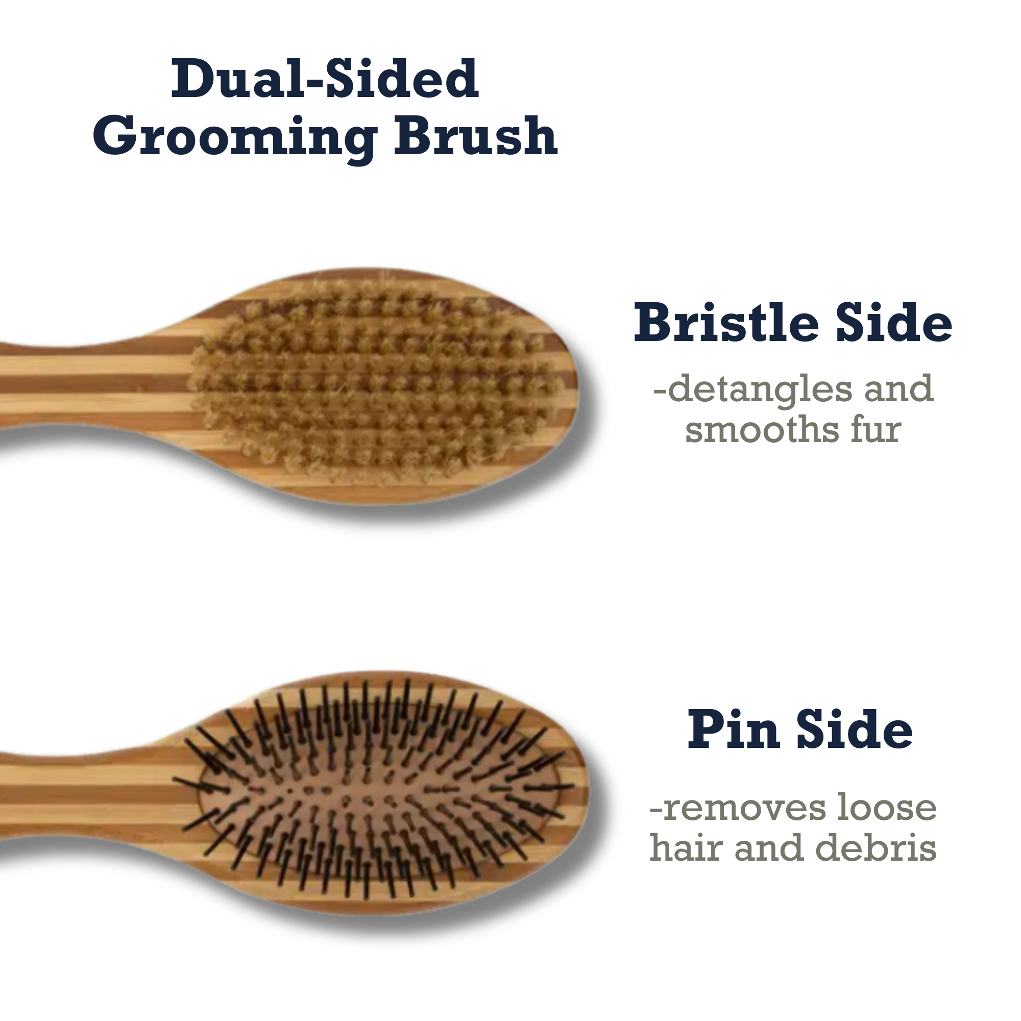 Country Living Dual-Sided Natural Wood Dog Brush - Ergonomic, Durable & Versatile - BIG FRENCHIES