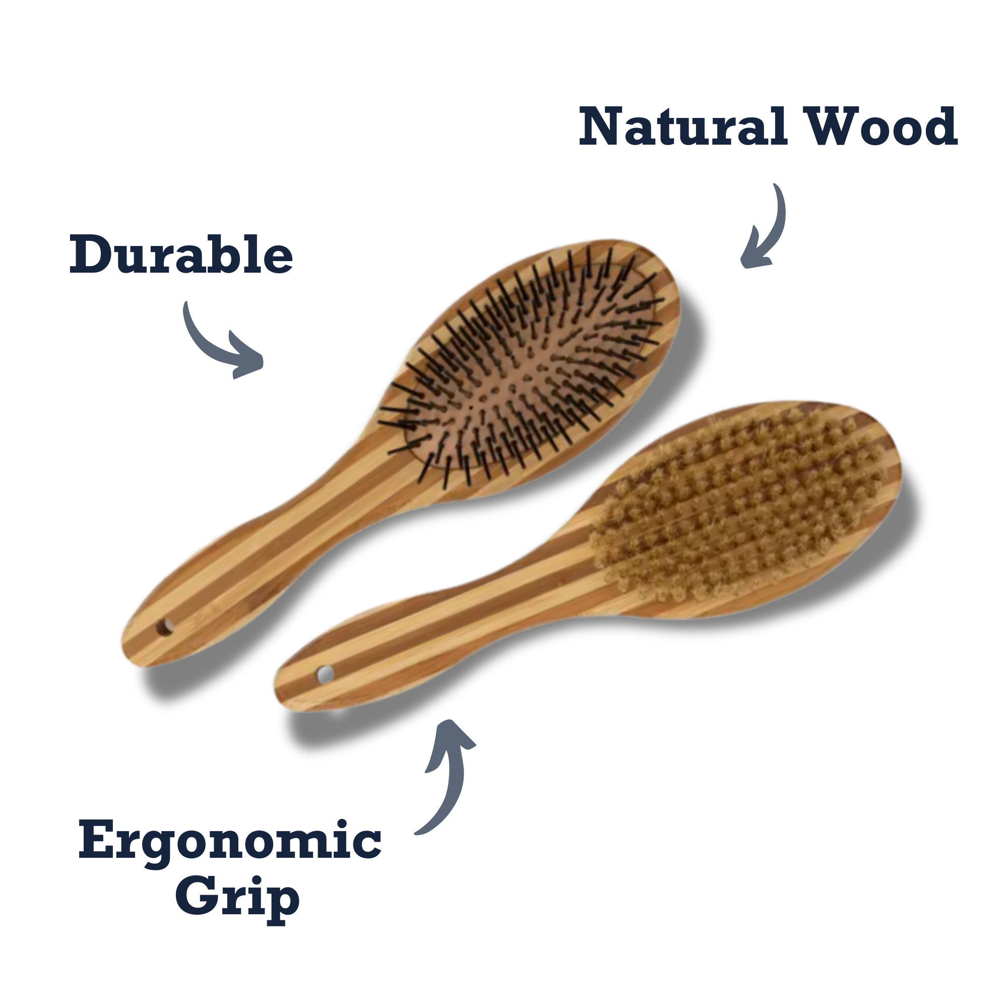 Country Living Dual-Sided Natural Wood Dog Brush - Ergonomic, Durable & Versatile - BIG FRENCHIES