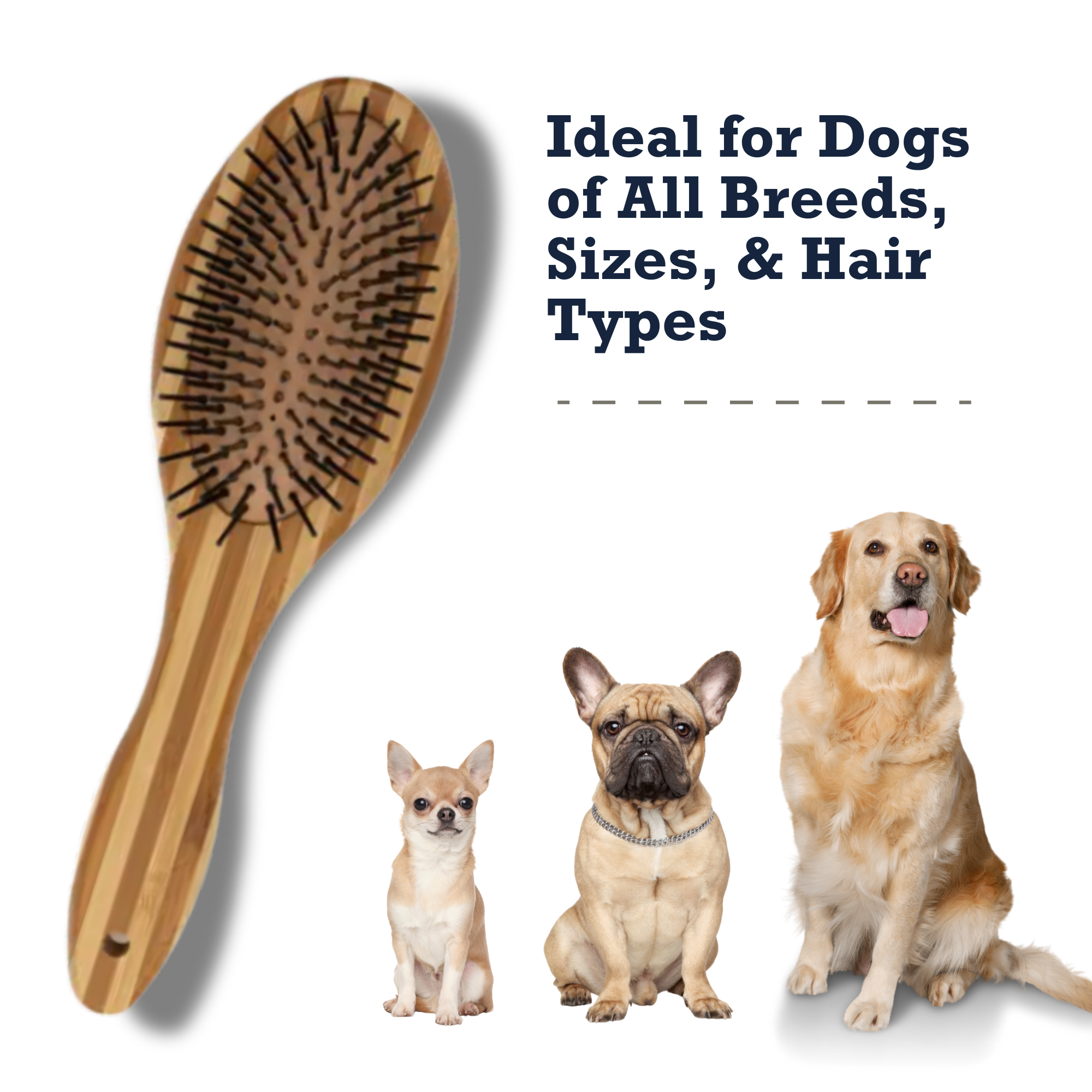 Country Living Dual-Sided Natural Wood Dog Brush - Ergonomic, Durable & Versatile - BIG FRENCHIES
