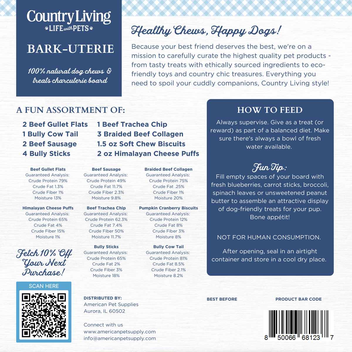 Country Living Bark-Uterie Board – Charcuterie-Inspired Natural Dog Treats Variety | Single-Ingredient, High-Protein, Grain-Free | All Breeds & Sizes - BIG FRENCHIES