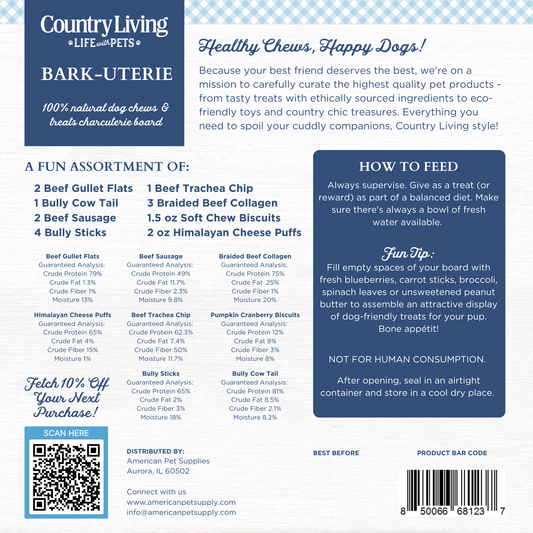 Country Living Bark-Uterie Board – Charcuterie-Inspired Natural Dog Treats Variety | Single-Ingredient, High-Protein, Grain-Free | All Breeds & Sizes - BIG FRENCHIES