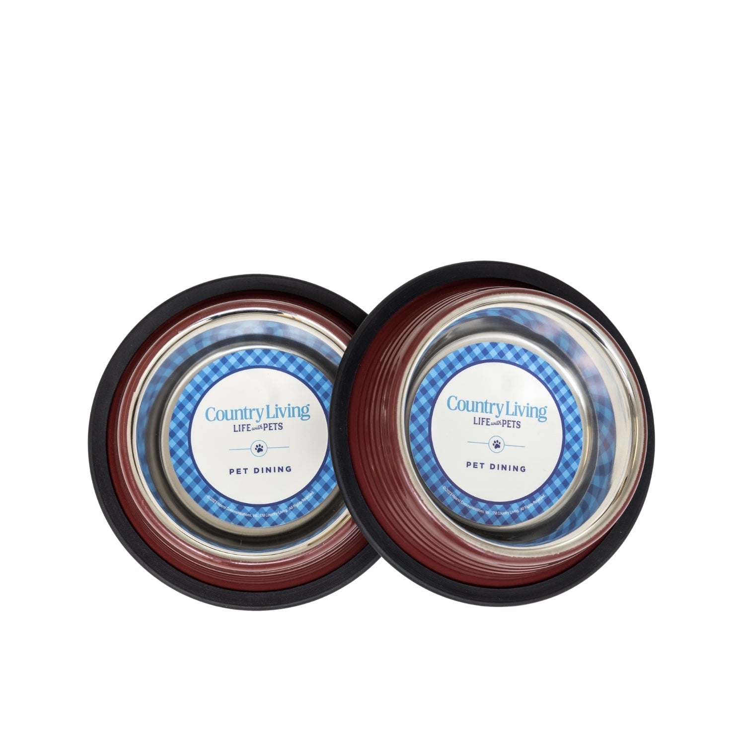 Country Living Set of 2 Ribbed Non-Slip Pet Bowls – Merlot Red - BIG FRENCHIES