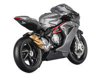 2022 MV Agusta F3 Rosso Motorcycle Silver Metallic with Figure 1/64 Diecast Model by CM Model