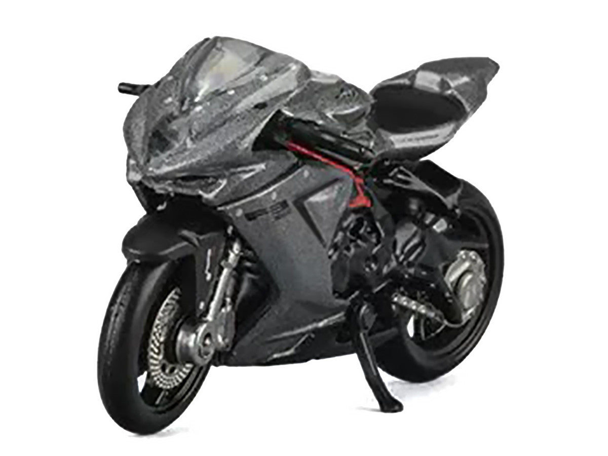2022 MV Agusta F3 Rosso Motorcycle Silver Metallic with Figure 1/64 Diecast Model by CM Model