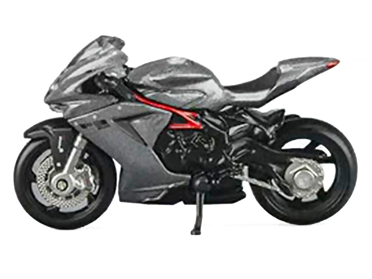 2022 MV Agusta F3 Rosso Motorcycle Silver Metallic with Figure 1/64 Diecast Model by CM Model