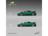 Pagani Imola Emerald Green Metallic with Carbon Top and Extra Wheels 1/64 Diecast Model Car by CM Model