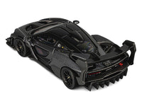McLaren Senna GTR Dark Gray Metallic with Carbon Hood and Black Top 1/64 Diecast Model Car by CM Model