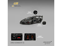McLaren Senna GTR Dark Gray Metallic with Carbon Hood and Black Top 1/64 Diecast Model Car by CM Model