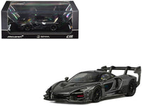 McLaren Senna GTR Dark Gray Metallic with Carbon Hood and Black Top 1/64 Diecast Model Car by CM Model