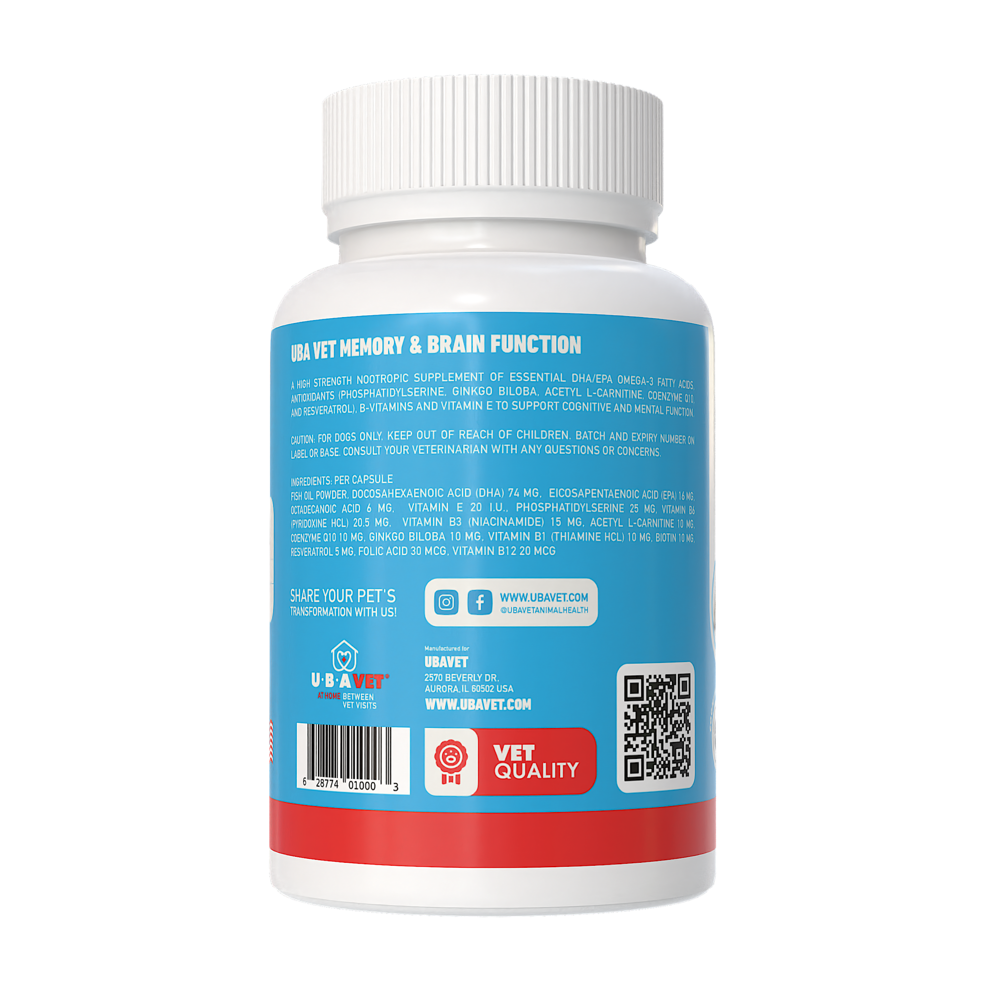 UBAVET Memory & Brain Support for Senior Dogs – 90 ct Cognitive Health Supplement - BIG FRENCHIES
