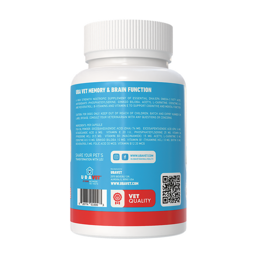 UBAVET Memory & Brain Support for Senior Dogs – 90 ct Cognitive Health Supplement - BIG FRENCHIES