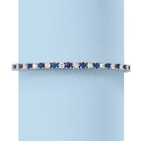 6ctw Created White & Blue Sapphire Tennis Bracelet in 14K Gold Overlay – 7.25”
