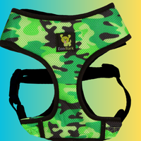 EcoBark Camo Dog Harness - Over-the-Head Dog Vest Halter for Small to Medium Dogs and Puppies - BIG FRENCHIES