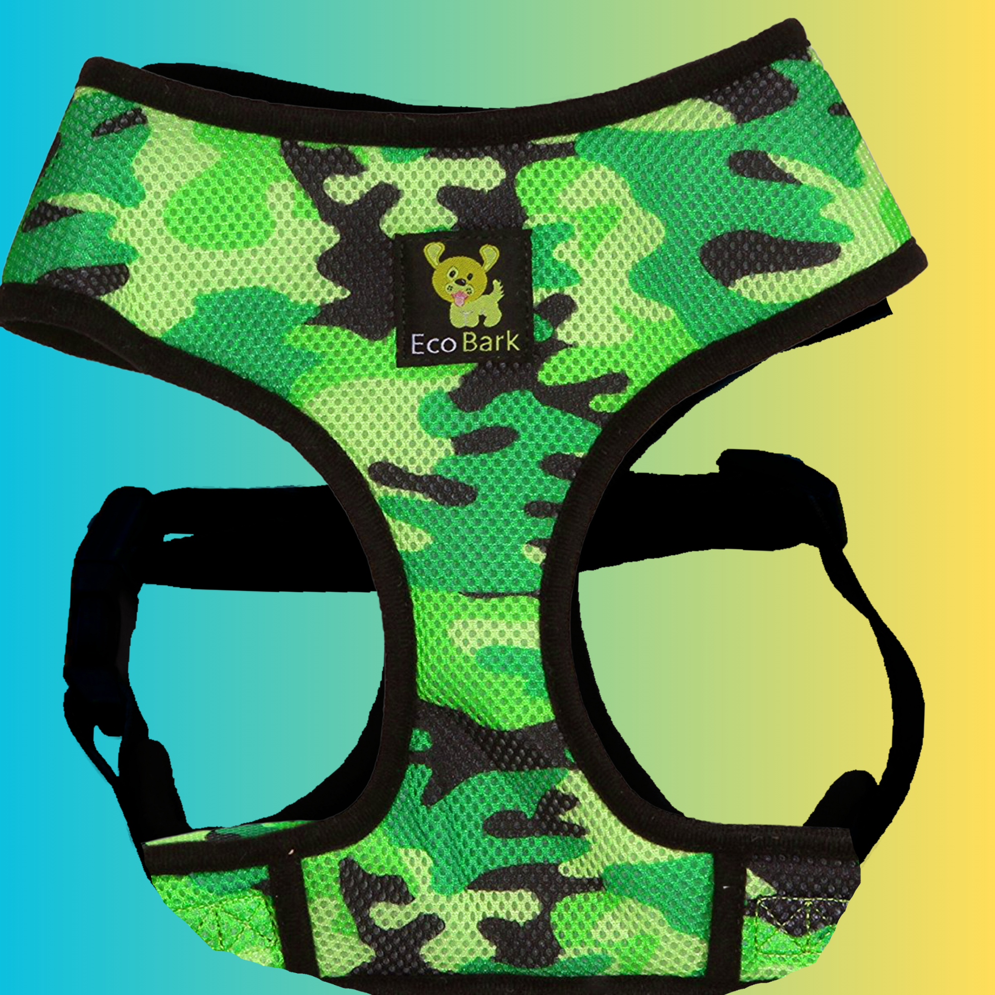 EcoBark Camo Dog Harness - Over-the-Head Dog Vest Halter for Small to Medium Dogs and Puppies - BIG FRENCHIES