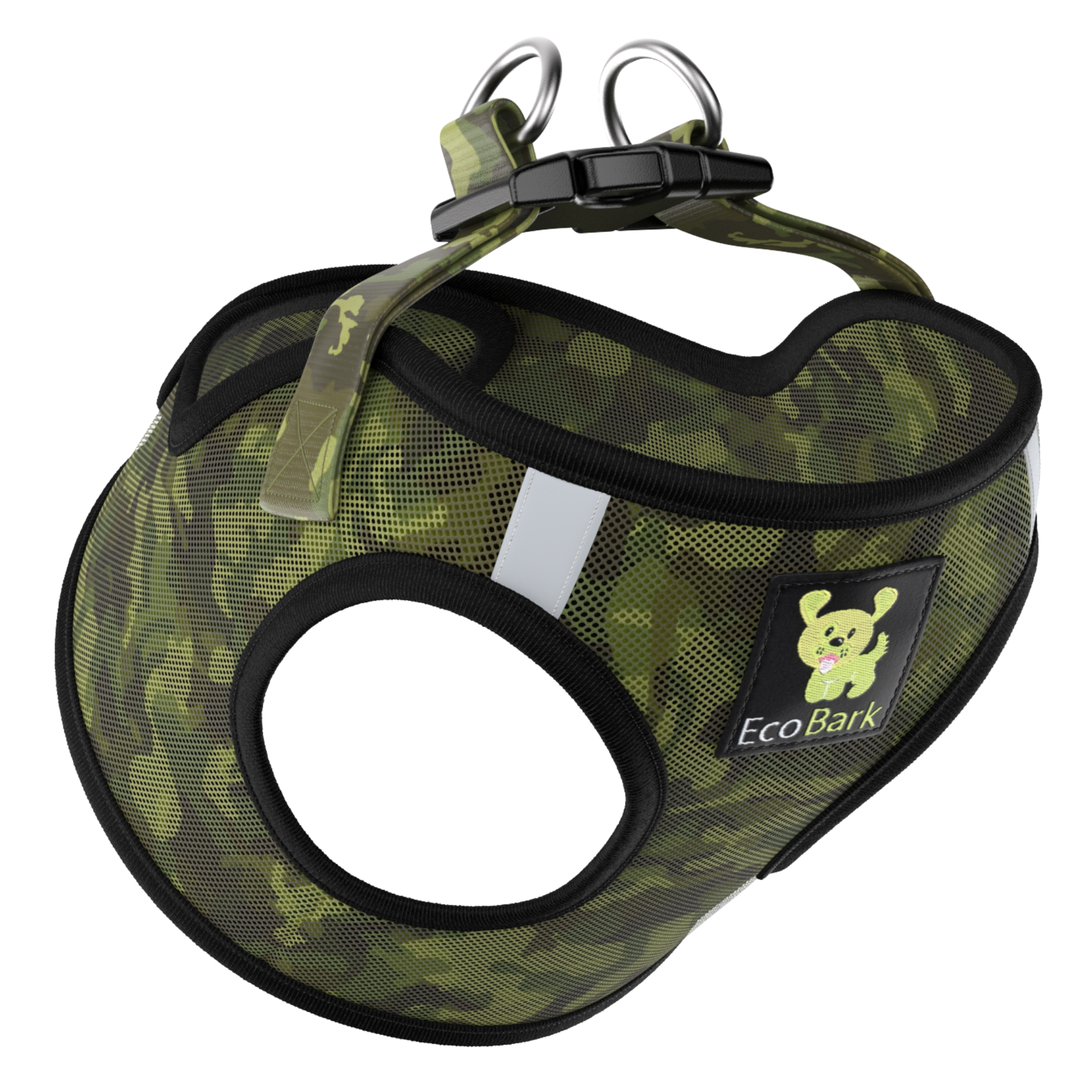 EcoBark Camo Step In Dog Harness - Reflective Soft Mesh Harness for Teacup, Small Dogs and Puppies - BIG FRENCHIES