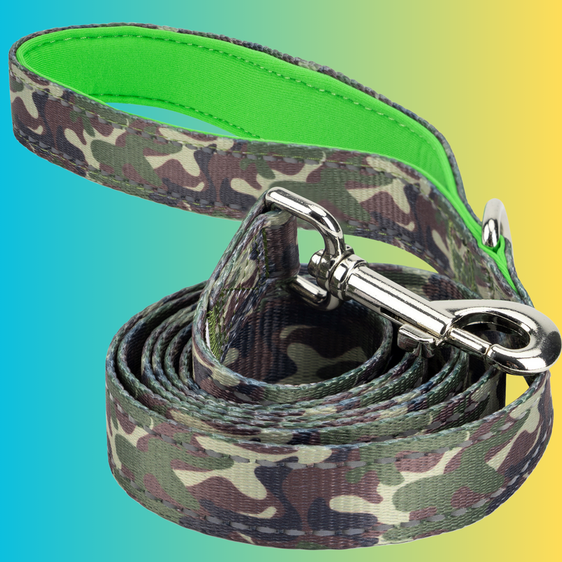 EcoBark Camo Dog Leash- Comfort Grip Padded Leash - 4ft, 5ft, and 6ft for Small and Medium Dogs - BIG FRENCHIES